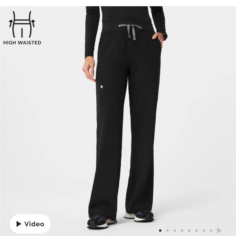 Figs Black Track Pants with Relaxed Fit and Drawstring Waist